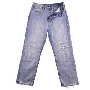 Point Sur Womens Sz 25 Button Fly High Rise Light Wash Tapered‎ Distressed Jeans